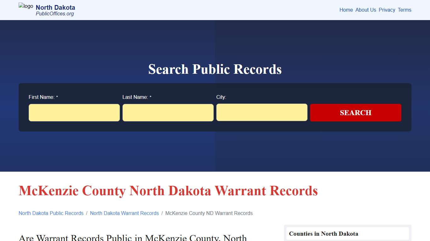 McKenzie County, ND Warrant Records Search – PublicOffices.org